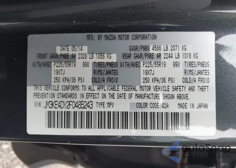 2015 Mazda Cx-5 Grand Touring from USA, damaged, VIN JM3KE4DY2F0485243